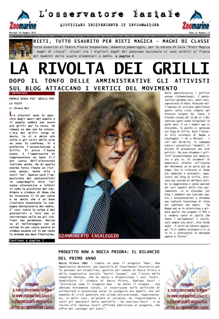 L'osservatore d'Italia edizione del 28 Maggio 2013